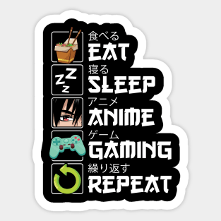 Eat Sleep Anime Gaming Repeat Kawaii Otaku Anime Sticker